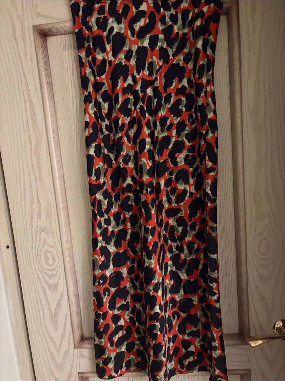 Topshop Black, Olive & Red Abstract Animal Print Skirt